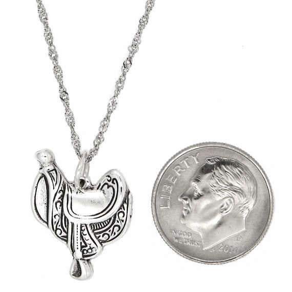 Sterling Silver Oxidized Three Dimensional Large Horse Saddle Charm Sterling Silver Oxidized Three Dimensional Large Horse Saddle Charm