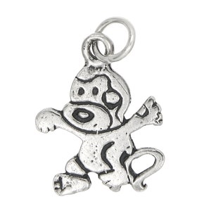 Monkey Sterling Silver Cartoon Charm (Flat Back Charm) -with Options