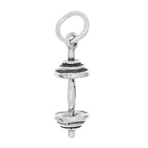 Barbell Weight Sterling Silver Dumbbell Charm