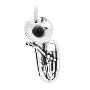 Musical Instrument Tuba Sterling Silver Charm Pendant (3D Charm)