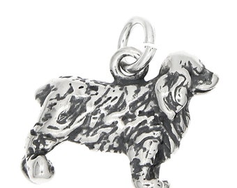 Sterling Silver Oxidized Saint Bernard Dog Dangle Bead Charm