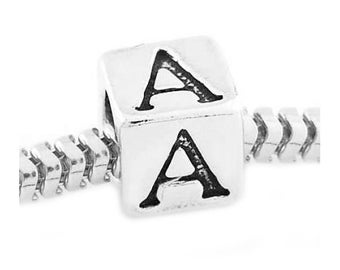 Sterling Silver Alphabet Block / Cube Letters Initials A-Z Charm (3d Charm)