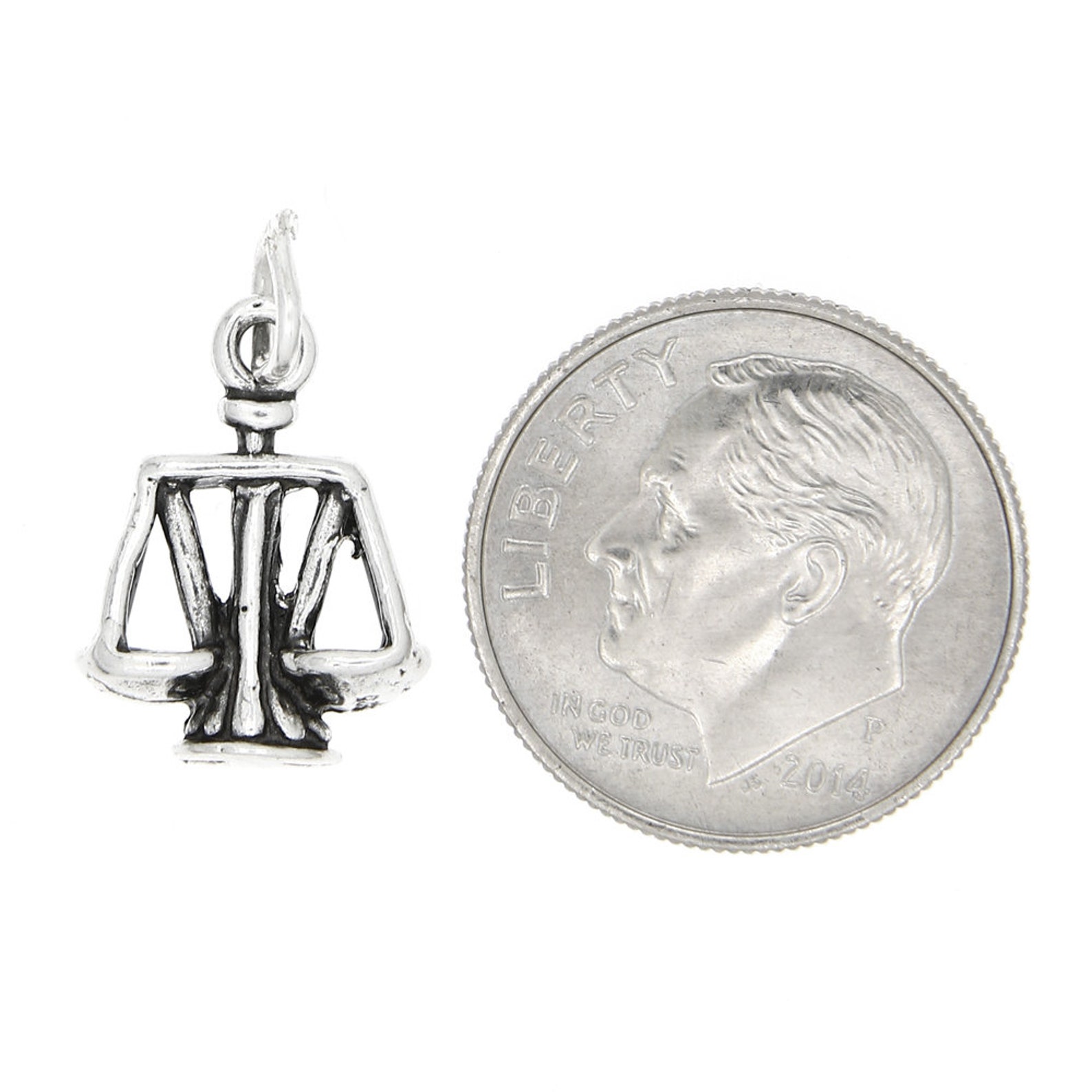 Sterling Silver Scales of Justice Charm Pendant 3D Charm Etsy