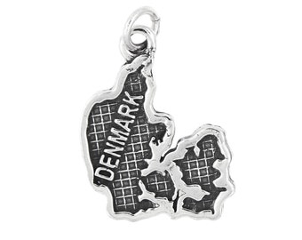 LGU Steling Silve Oxidized Dangling Textued County Map