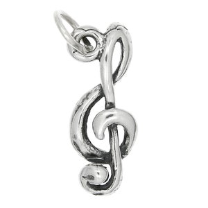 Treble Clef Sterling Silver Charm Pendant -with Options