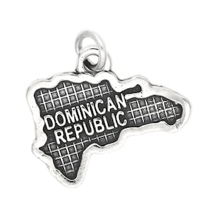 Dominican Republic Sterling Silver Map Travel Charm -with Options