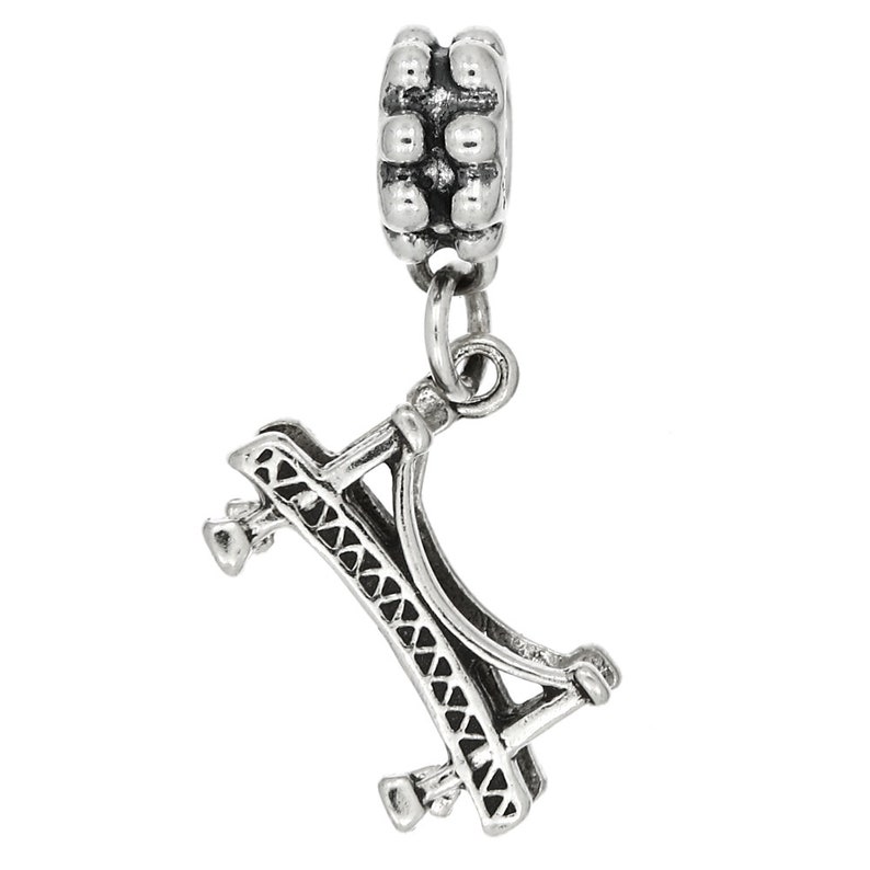 Sterling Silver Suspension Bridge Charm 3d Charm with Options Dangle Bead