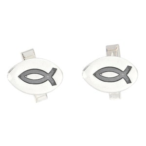 Christian Fish Pastor Preacher CufflinksSterling Silver Cuff Links