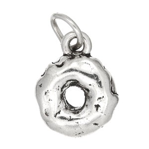 Donut Sterling Silver 3D Charm Pendant -with Options