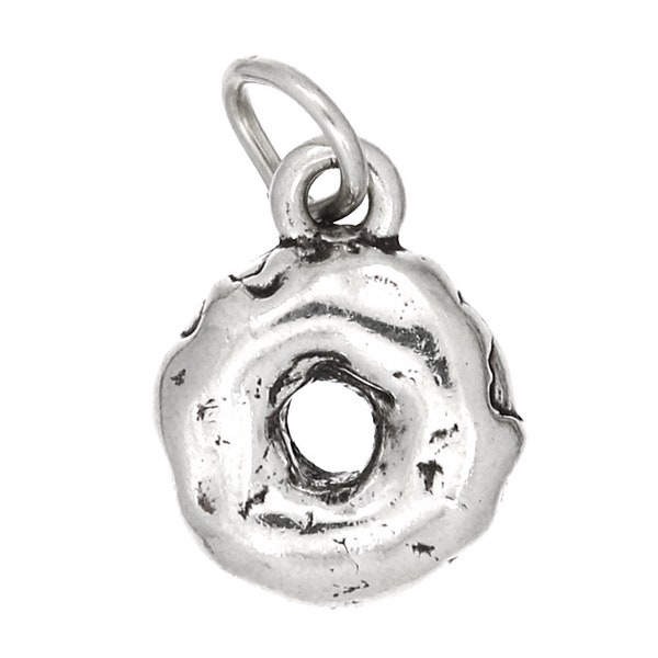 Sterling Silver Donut Charm Pendant (3D Charm) -with Options