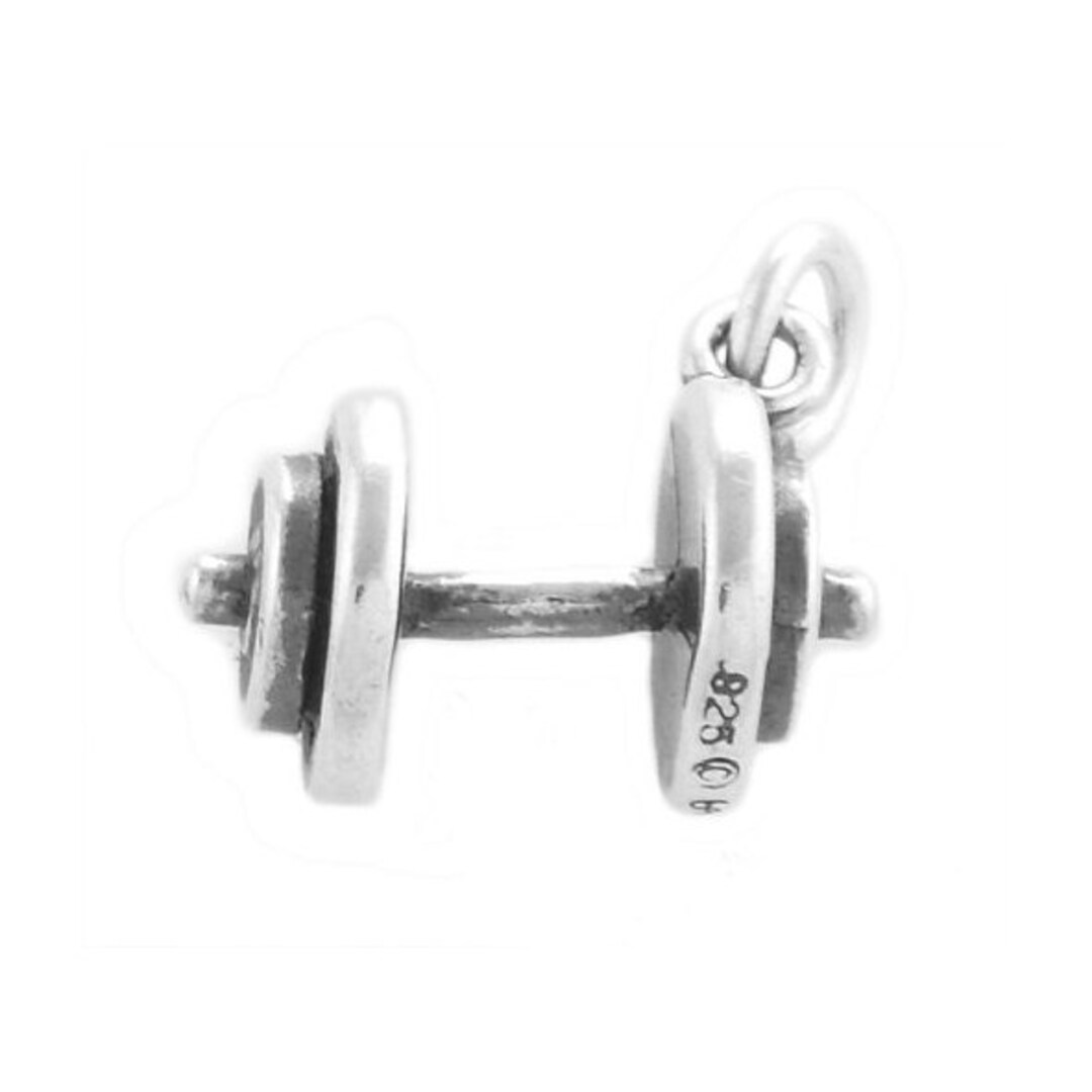 Sterling Silver Body Builders Weight Barbell Charm 3d Charm Etsy