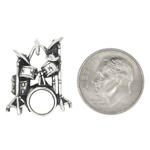 Sterling Silver Drum Set Charm Flat Back Charm with Options image 2