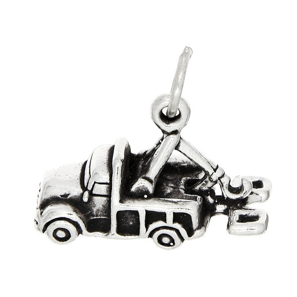 Sterling Silver Towing Tow Truck Charm Pendant (3D Charm) -with Options