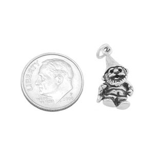 Sterling Silver Small Garden Lawn Gnome Charm 3D Charm image 2