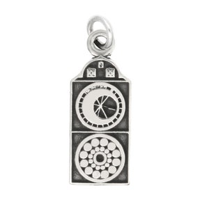 Prague Czech Republic Sterling Silver Oxidized World Astrological Clock Charm -with Options