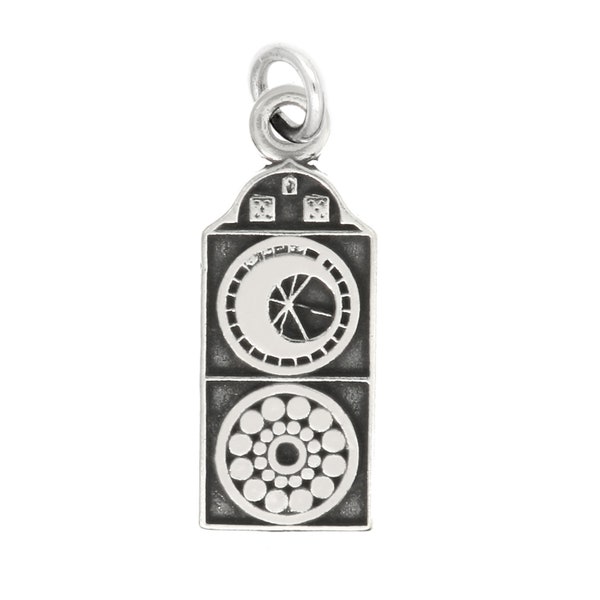 Sterling Silver Oxidized World Astrological Clock Prague Czech Republic Charm -with Options
