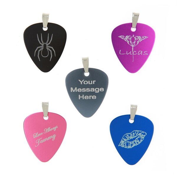 Keepsake Personalized Custom Made Guitar Pick with Necklace- Name, Initials, Mascot, Logo or Special Messages Welcome-Ships in 1-3 Bus. Days