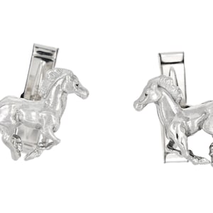 Horse Cufflinks Sterling Silver Mustang Jockey Cuff links
