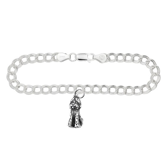 Goldendoodle Charm Sitting Dog 3D Sterling Silver Goldendoodle Charm Sitting Dog 3D Sterling Silver