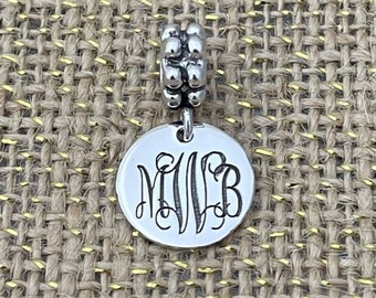 Sterling Silver Engravable Monogrammed 14 Millimeter Round Disc Dangle Bead Charm