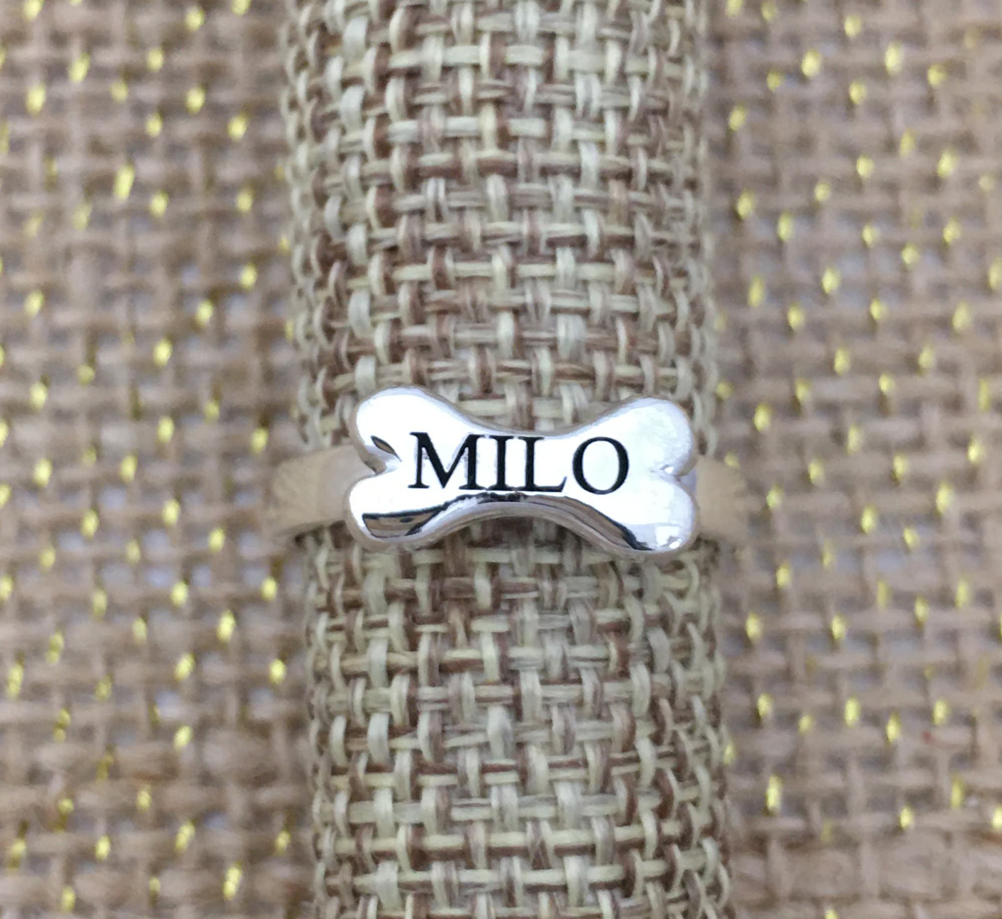 Sterling Silver Customized Personalized Dog Bone Ring Dainty Etsy
