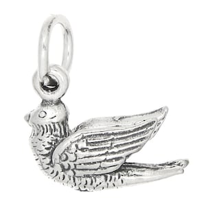 Dove Bird Sterling Silver Charm Pendant (3d Charm) -with Options