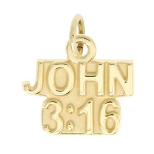 Bible Verse John 3:16 14Kt Yellow Gold Polished Religious Charm Pendant