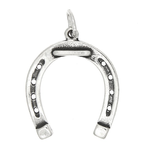 Sterling Silver Horseshoe Charm Pendant (One Sided Charm) -with Options