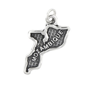 Mozambique  Sterling Silver Map Travel Charm with options
