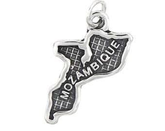 Sterling Silver Map of Mozambique Travel Charm