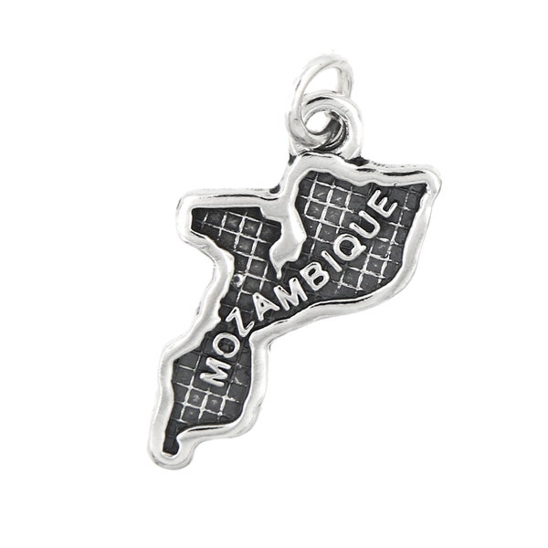 Sterling Silver Map of Mozambique Travel Charm