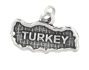 Sterling Silver Map of Turkey Travel Charm