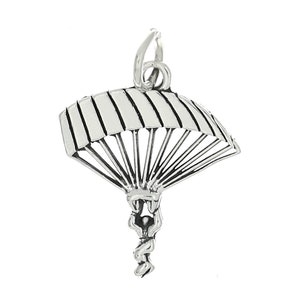 Parachute Para Sailer Skydiver Skydiving Sterling Silver Charm -with Options