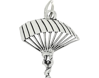 Sterling Silver Parachute Para Sailer Charm -with Options