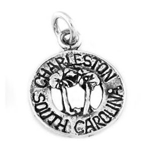 South Carolina Palmetto Trees Sterling Silver Charleston Charm Flat back with Options