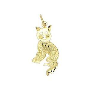 Kitty Cat Vintage 10kt Yellow Gold Flat Charm Pendant