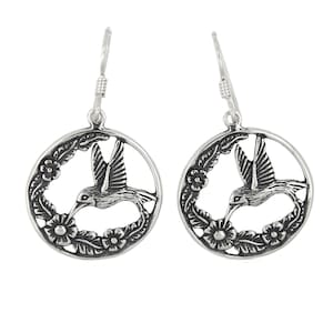 Hummingbird Earrings Sterling Silver Dangle