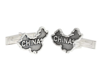 Sterling Silver China Map Cuff Links Cufflinks