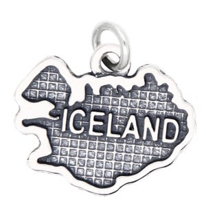 Iceland Map Charm Sterling Silver -with Options