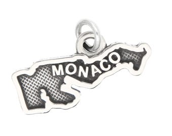 Monaco Map Sterling Silver Charm (with Options)