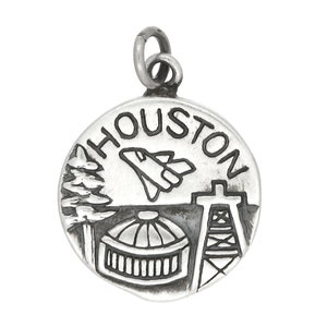 Houston Texas Sterling Silver Oxidized Double Sided The Space City Charm (with Options)