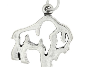 Buffalo Frame Sterling Silver Charm (Flat Charm) -with Options