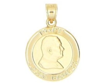 Vintage 14kt Yellow Gold One Sided Pope John Paul II Charm or Pendant