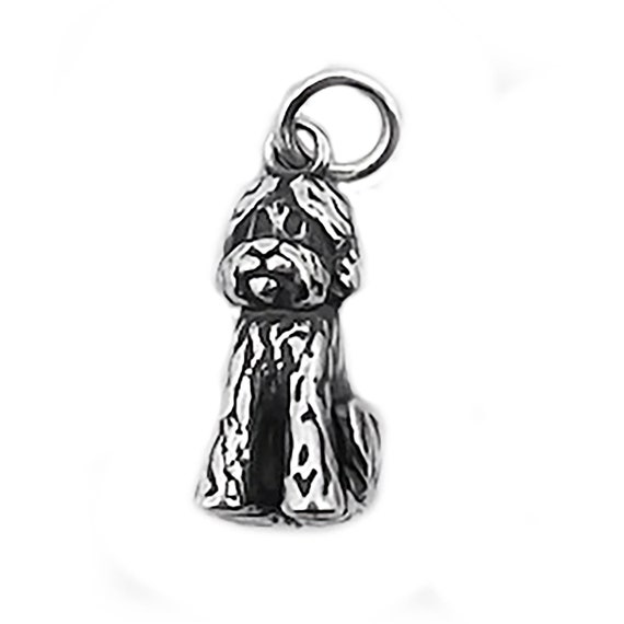 Goldendoodle Charm Sitting Dog 3D Sterling Silver Goldendoodle Charm Sitting Dog 3D Sterling Silver