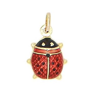 Vintage 14k Gold Ladybug Charm: 3D Enameled Pendant