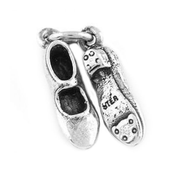 Sterling Silver Pair of Clogging / Tap Shoes Tap Dancing Tapping Charm (3d Charm) - with Options