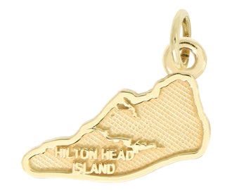 14Kt Yellow Gold Polished Travel Hilton Head Island Charm Pendant