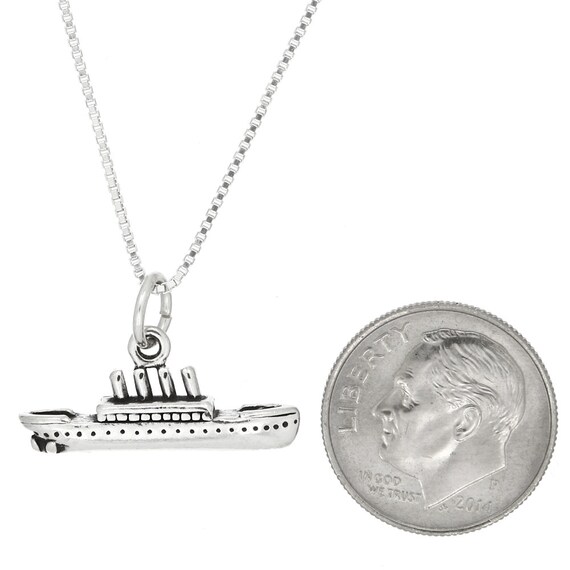 Sterling Silver Three Dimensional Cruise Ship Necklace Sterling Silver Three Dimensional Cruise Ship Necklace