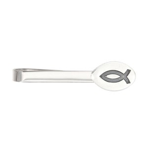 Christian Fish Tie Clip Personalize Sterling Silver Pastor Preacher Tie Bar Tie Clip