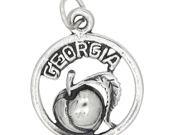 Georgia State Charm 925 Sterling Silver Tiny Outline Peach Atlanta Savannah Georgia State Charm 925 Sterling Silver Tiny Outline Peach Atlanta Savannah